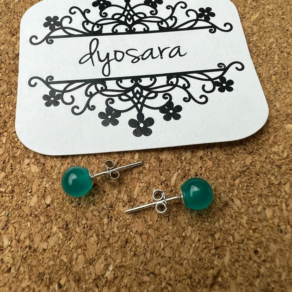 TIFFANY BLUE AMAZONITE STUD EARRINGS - Picture 4 of 5